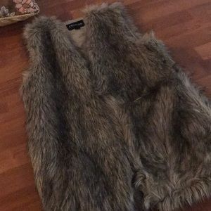 Longline faux fur vest